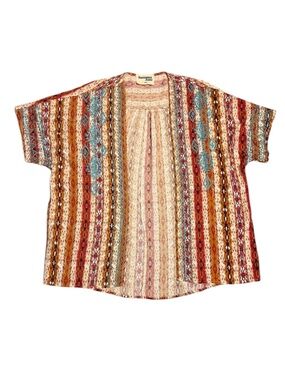 SAVANNA JANE Open Front Cardigan Embroidered Boho Aztec Southwestern Women's S/M